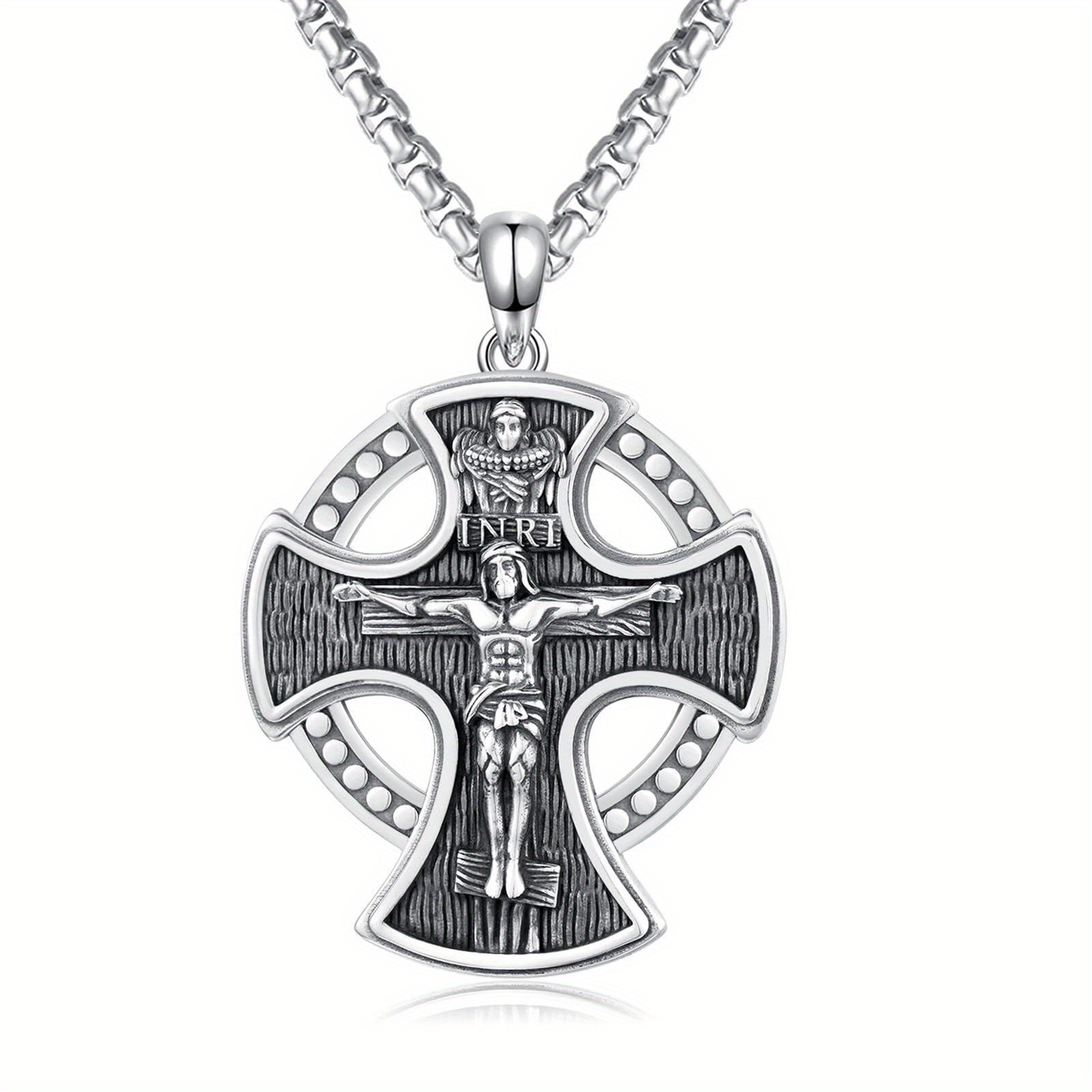 925 Sterling Silver Jesus Cross Pendant Crucifix Necklace